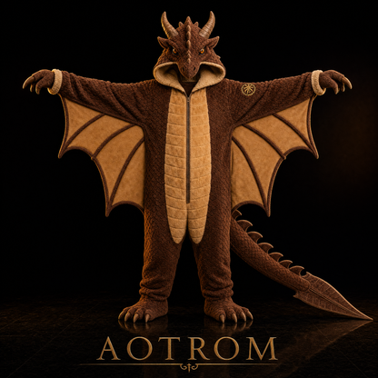 Aotrom - brown dragon onesie, sword tail