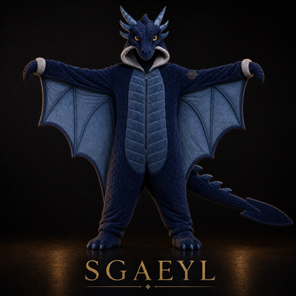 Sgaeyl - navy dragon onesie, dagger tail