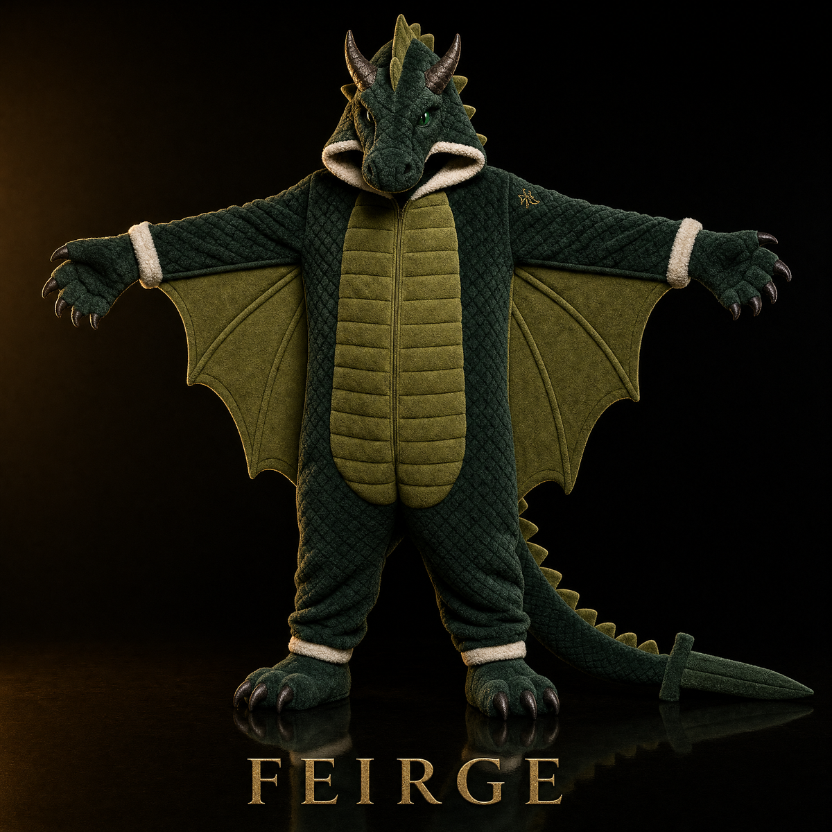 Feirge - green dragon onesie, dagger tail