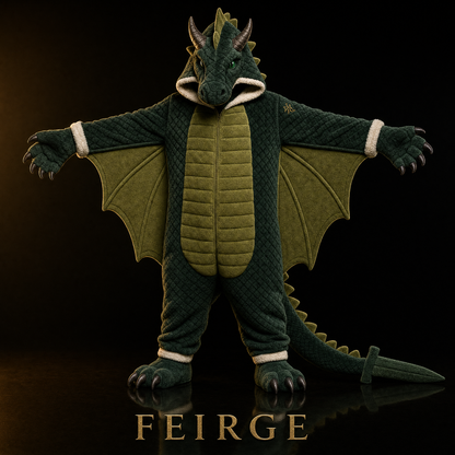 Feirge - green dragon onesie, dagger tail
