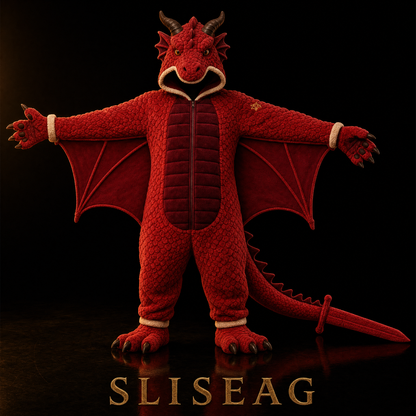 Sliseag - red dragon onesie, sword tail